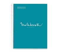 Miquelrius - Cuaderno A4 Notebook Emotions, 80 Hojas 90 g/m², Cuadrícula 5 x 5 mm, 1 Franja de Color, Espiral Microperforado, Cuaderno Cuadriculado, Tapa Extra Rígida, 4 Taladros, Azul