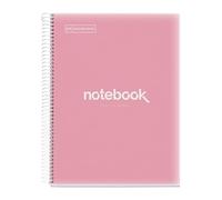 Miquelrius Cuaderno A4 Notebook Emotions – 80 hojas, 90 g/m², cuadrícula 5x5, espiral, tapa PP coral