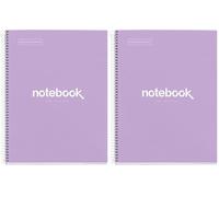Miquelrius - Cuaderno A4, Notebook Emotions, 80 Hojas de 90 g/m², Cuadrícula 5 mm, 1 Franja de Color, Espiral Microperforado, Libreta Cuadriculada, Tapa Extra Rígida, 4 Taladros, Lavanda