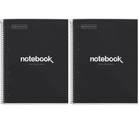 Miquelrius - Cuaderno A4, Notebook Emotions, 80 Hojas de 90 g/m², Cuadrícula 5 mm, 1 Franja de Color, Espiral Microperforado, Libreta Cuadriculada, Tapa Extra Rígida, 4 Taladros, Negro (Paquete de 2)
