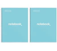 Miquelrius - Cuaderno A4, Notebook Emotions, 80 Hojas de 90 g/m², Rayado Horizontal 7 mm, 1 Franja de Color, Espiral Microperforado, Libreta Rayada, Tapa Extra Rígida, 4 Taladros, Azul Cielo