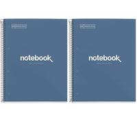 Miquelrius - Cuaderno A4, Notebook Emotions, 80 Hojas de 90 g/m², Rayado Horizontal 7 mm, 1 Franja de Color, Espiral Microperforado, Libreta Rayada, Tapa Extra Rígida, 4 Taladros, Azul Marino