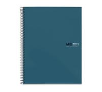 Miquelrius - Cuaderno A4, Notebook The Original Colors, 80 Hojas de 90 g/m², 1 Franja de Color, Rayado Horizontal 7 mm, 4 Taladros, Tapa Dura de Cartón Plastificado, Ocean