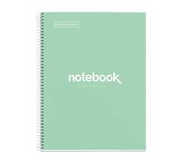Miquelrius - Cuaderno A4, Notebook Emotions, 80 Hojas de 90 g/m², Libreta Puntos (Dots), 1 Franja de Color, Espiral Microperforado, Tapa Extra Rígida, 4 Taladros, Verde Menta