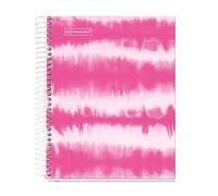 Miquelrius - Cuaderno A4 Rayado, 120 Hojas de 4 Colores Multiasignatura, Papel 90 g/m², Tapa Dura Tie Dye, Espiral, 4 Taladros para Archivar, Rosa Neón