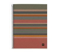 Miquelrius - Cuaderno A4 Rayado 7 mm, 120 Hojas, 4 Franjas, Diseño Líneas | Papel Reciclado 80 g/m², Microperforado, 4 Taladros, Espiral Coil-Lock, Cabecera para Títulos