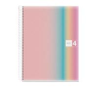 Miquelrius - Cuaderno A4 Rayado 7 mm, 120 Hojas 70 g/m², 4 Franjas de Colores Multiasignatura, Cubierta de Polipropileno, Espiral Microperforado, 4 Taladros para Archivar, Aurora West Bay