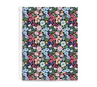 Miquelrius - Cuaderno A4 rayado 7 mm, 120 hojas microperforadas de 4 colores multiasignatura, Papel opaco de 70 g/m², Tapa de cartón extra duro, Espiral, 4 taladros para archivar, Spring