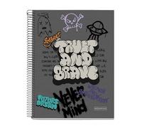 Miquelrius - Cuaderno A4 Rayado 7 mm | 120 Hojas Microperforadas, Papel Extra Opaco 70 g/m², 4 Colores Multiasignatura, Tapa Dura, 4 Taladros para Archivar