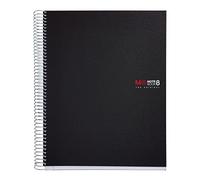 Miquelrius - Cuaderno A4 Rayado 7 mm, 200 Hojas con 8 Bandas de Colores, Papel Extra Opaco 70 g/m², Tapas Polipropileno Resistente con 4 Taladros, Notebook The Originals, Negro
