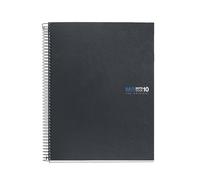Miquelrius - Cuaderno A4 Rayado 7 mm, 200 Hojas Microperforadas de 10 Colores, Papel Extra Opaco de 90 g/m², Tapa de Cartón Duro Grafito, Espiral, 4 Taladros para Archivar, Notebook The Original