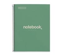 Miquelrius - Cuaderno A4 Rayado 7 mm, 80 Hojas, Espiral, Menta | Papel y Tapa de Cartón Reciclados, 80 g/m², Microperforado, 4 Taladros para Archivar