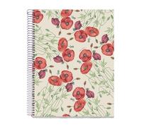 Miquelrius - Cuaderno A4 Rayado 7 mm, 80 Hojas Microperforadas de 1 Color, Papel Extra Opaco 90 g/m², Tapa de Cartón Extra Duro, Espiral, 4 Taladros para Archivar, Amapola