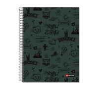 Miquelrius - Cuaderno A4 Rayado 7 mm, Not Boring | 120 Hojas Microperforadas, Papel Opaco 70 g/m², 4 Colores Multiasignatura, Tapa Dura, Espiral, 4 Taladros para Archivar