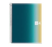 Miquelrius - Cuaderno A4, Rayado cuadrícula 5 mm, 120 hojas de 70 g/m², 4 Franjas de colores, Espiral microperforado, Cubierta de polipropileno, 4 Taladros, Notebook A4 Aurora Iceland