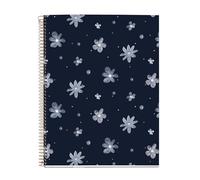 Miquelrius - Cuaderno A4 Rayado Horizontal 7 mm, 100 Hojas de 70 g/m², Cubierta de Cartón con Detalles Dorados, 4 Franjas de Color Multiasignatura, Espiral Cobre, Notebook Midnight Secrets