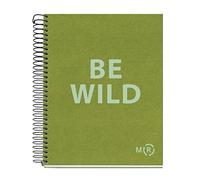 Miquelrius - Cuaderno A5 Be Eco, 80 hojas microperforadas de 90 g/m², Libreta cuadrícula 5 mm, 1 banda de color, 2 taladros, Cubierta reciclada, Verde oliva