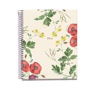 Miquelrius - Cuaderno A5 cuadriculado, Libreta con 100 hojas de 4 colores para organizar, Papel opaco de 70 g/m², 2 taladros para archivar, Espiral, Amapola