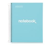 Miquelrius - Cuaderno A5, 120 Hojas de 5 Colores, Libreta Espiral Cuadriculada, Papel Opaco de 90 g/m², Cuadrícula 5 mm, Tapa de Cartón Rígido, 2 Taladros para Archivar, Emotions Azul Cielo
