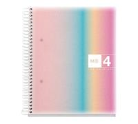 Miquelrius - Cuaderno A5 Cuadriculado, 120 Hojas Microperforadas de 4 Colores Multiasignatura, Papel Extra Opaco 70 g/m², Tapa de Polipropileno, 2 Taladros para Archivar, West Bay