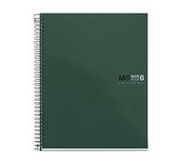 Miquelrius - Cuaderno A5 Cuadriculado 5 mm, 150 Hojas con 6 Bandas de Colores, Papel Extra Opaco 70 g/m², Tapas Polipropileno Resistente con 2 Taladros, Notebook The Originals, Kaki