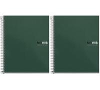 Miquelrius - Cuaderno A5 cuadriculado 5 mm, 200 hojas con 8 bandas de colores, Papel extra opaco 70 g/m², Tapas polipropileno resistente con 2 taladros, Notebook The Originals, Kaki (Paquete de 2)