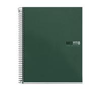 Miquelrius - Cuaderno A5 Cuadriculado 5 mm, 200 Hojas con 8 Bandas de Colores, Papel Extra Opaco 70 g/m², Tapas Polipropileno Resistente con 2 Taladros, Notebook The Originals, Kaki