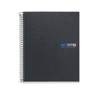 Miquelrius - Cuaderno A5 Cuadriculado 5 mm, 200 Hojas Microperforadas de 10 Colores, Papel Extra Opaco de 90 g/m², Tapa de Cartón Duro Grafito, Espiral, 2 Taladros para Archivar, Notebook The Original