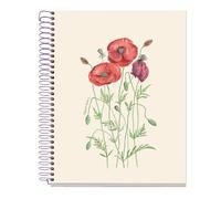Miquelrius - Cuaderno A5 Cuadriculado 5 mm, 80 Hojas Microperforadas de 1 Color, Papel Extra Opaco 90 g/m², Tapa de Cartón Extra Duro, Espiral, 2 Taladros para Archivar, Amapola
