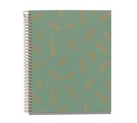 Miquelrius - Cuaderno A5 Liso, 100 Hojas de 70 g/m², Cubierta de Cartón con Detalles en Cobre, 4 Franjas de Color Multiasignatura, Espiral Cobre, Feeling Mallorca, Notebook Hojas