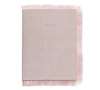 Miquelrius - Cuaderno A5, Liso, 80 Hojas, Cosido, Tapa Forrada en Tela Efecto Antelina con Flecos, Colección Sweet Fruits, Rosa
