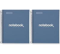Miquelrius - Cuaderno A5 Notebook Emotions, 80 Hojas 90 g/m², Rayado Horizontal 7 mm, 1 Franja de Color, Espiral Microperforado, Cuaderno Rayado, Tapa Extra Rígida, 2 Taladros, Azul Marino