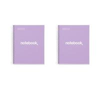Miquelrius - Cuaderno A5, Notebook Emotions, 80 Hojas de 90 g/m², Libreta Puntos (Dots), 1 Franja de Color, Espiral Microperforado, Tapa Extra Rígida, 2 Taladros, Lavanda (Paquete de 2)
