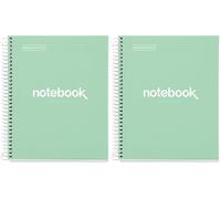 Miquelrius - Cuaderno A5, Notebook Emotions, 80 Hojas de 90 g/m², Libreta Puntos (Dots), 1 Franja de Color, Espiral Microperforado, Tapa Extra Rígida, 2 Taladros, Verde menta (Paquete de 2)