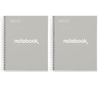Miquelrius - Cuaderno A5, Notebook Emotions, 80 Hojas de 90 g/m², Rayado Horizontal 7 mm, 1 Franja de Color, Espiral Microperforado, Libreta Rayada, Tapa Extra Rígida, 2 Taladros, Gris (Paquete de 2)