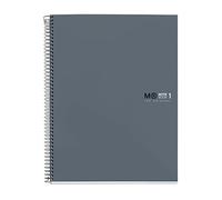 Miquelrius - Cuaderno A5, Notebook The Original Colors, 80 Hojas de 90 g/m², 1 Franja de Color, Cuadrícula 5 mm, 2 Taladros, Tapa Dura de Cartón Plastificado, Grafito