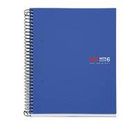 Miquelrius - Cuaderno A5 Rayado 7 mm, 150 Hojas con 6 Bandas de Colores, Papel Extra Opaco 70 g/m², Tapas Polipropileno Resistente con 2 Taladros, Notebook The Originals, Azul