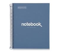Miquelrius - Cuaderno A5 Notebook Emotions, 80 Hojas 90 g/m², Rayado Horizontal 7 mm, 1 Franja de Color, Espiral Microperforado, Cuaderno Rayado, Tapa Extra Rígida, 2 Taladros, Azul Marino
