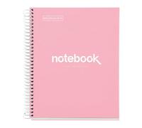 Miquelrius - Cuaderno A5, Notebook Emotions, 80 Hojas de 90 g/m², Rayado Horizontal 7 mm, 1 Franja de Color, Espiral Microperforado, Libreta Rayada, Tapa Extra Rígida, 2 Taladros, Rosa