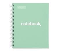 Miquelrius - Cuaderno A5, Notebook Emotions, 80 Hojas de 90 g/m², Rayado Horizontal 7 mm, 1 Franja de Color, Espiral Microperforado, Libreta Rayada, Tapa Extra Rígida, 2 Taladros, Verde Menta