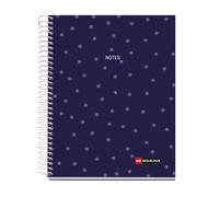 Miquelrius - Cuaderno A5 Rayado 7 mm, Spring | 120 Hojas Microperforadas, Papel Opaco 70 g/m², 4 Colores Multiasignatura, Tapa Dura, Espiral, 2 Taladros para Archivar