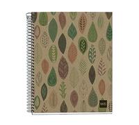 Miquelrius - Cuaderno A5 Rayado Cuadrícula 5 mm, 120 Hojas, 4 Bandas, Hojas | Papel Reciclado 80 g/m², Microperforado, 2 Taladros, Espiral Coil-Lock, Cabecera para Títulos