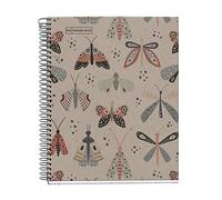 Miquelrius - Cuaderno A5 Reciclado Cuadriculado, 80 Hojas de 80 g/m², Cuadrícula 5 mm, 1 Banda de Color a Juego con la Cubierta, 2 Taladros para Archivar, Mariposas