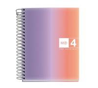 Miquelrius - Cuaderno A6 Cuadriculado 5 mm, 120 Hojas Microperforadas de 4 Colores Multiasignatura, Papel Opaco 70 g/m², Tapa de Cartón Extra Duro, Espiral, Sin Taladros, Provence
