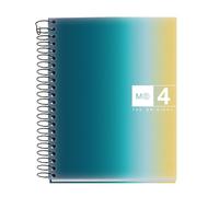 Miquelrius - Cuaderno A6 Cuadriculado 5 mm, 120 Hojas Microperforadas de 4 Colores Multiasignatura, Papel Opaco 70 g/m², Tapa de Cartón Extra Duro, Espiral, Sin Taladros, Iceland