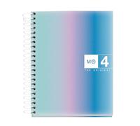 Miquelrius - Cuaderno A6 Cuadriculado 5 mm, 120 Hojas Microperforadas de 4 Colores Multiasignatura, Papel Opaco 70 g/m², Tapa de Cartón Extra Duro, Espiral, Sin Taladros, Santorini