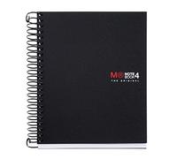 Miquelrius - Cuaderno A6, Libreta Cuadriculada 5 mm, Espiral Microperforado, Sin Taladros, 140 Hojas de 70 g/m², Polipropileno Opaco, 4 Franjas de Color, Notebook The Original, Negro
