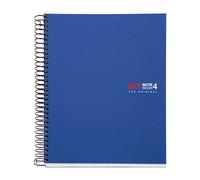 Miquelrius - Cuaderno A6, Libreta Cuadriculada 5 mm, Espiral Microperforado, Sin Taladros, 140 Hojas de 70 g/m², Polipropileno Opaco, 4 Franjas de Color, Notebook The Original, Azul