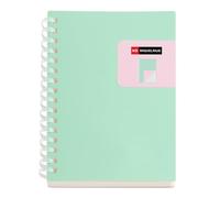 Miquelrius - Cuaderno A6 rayado, Cubierta bicolor de polipropileno flexible, 80 hojas de papel marfil de 80 g/m², Espiral transparente de silicona, Turquesa/Verde