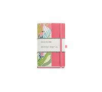 Miquelrius - Cuaderno de notas A6+ (112 x 174 mm), 84 hojas lisas, Papel color marfil de 90 g/m², Cubiertas de símil piel, Cantos encerados, Cierre de goma elástica, Portabolígrafo, Flores